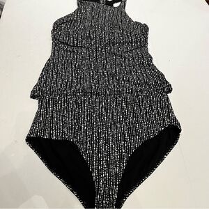 Athleta Black and White One-Piece Swimsuit